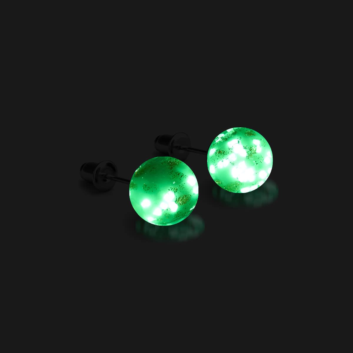 Ivory | .925 Sterling Silver | Firefly Glass Stud Earrings